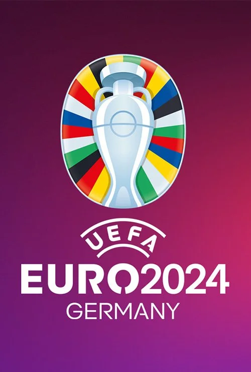 UEFA Euro 2024 Germany logo with the tournament trophy, ideal for live football streaming and sports entertainment.