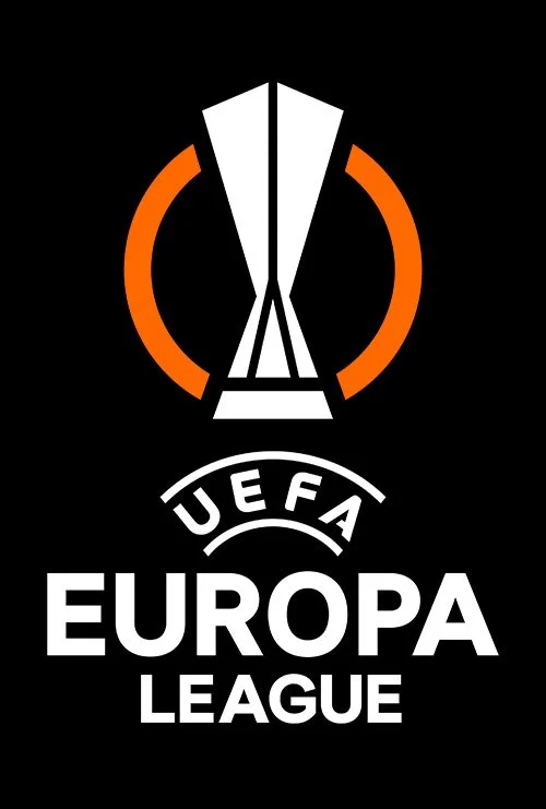 UEFA Europa League logo on a black background, ideal for live football streaming and sports entertainment.